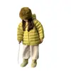Jaqueta de Algodão Amarela Espessa Infantil Inverno 2025 Nova Parka Quente com Capuz Infantil Roupas à Prova de Frio para Meninas