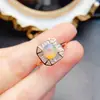 Anillo Popular de Ópalo de Fuego Natural al por Mayor de Fábrica Plata S925 Incrustado Piedra Principal 7*7 Joyería de Lujo Venta Directa de Fábrica
