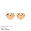 St.Delan Aretes con Forma de Corazón Chapados en Oro Estilo Nuevo Japonés y Coreano Aretes de Amor de Acero Inoxidable Aretes Sencillos de Moda Venta al por Mayor