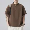 Camisa Polo Casual de Verano 2026 para Hombre, Cuello Alto, Media Cremallera, Peso Pesado, Manga Corta, Holgada, Cuello Redondo