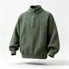 Suéter Masculino de Inverno 2026 com Gola Alta e Zíper Parcial Jacquard Fashionável Tricô Pulôver Suéter Básico Casual