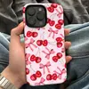 Funda de Teléfono Estilo Dulce de Niña Personalizada con Lazo de Cereza Rosa Girly Cobertura Completa Protección contra Caídas Funda Suave Teléfono Fresco Lindo