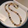 Pulsera Magnética de Perlas y Piedra Ojo de Tigre Retro Francesa, Cadena para Clavícula Moderna y Sencilla, Joyería de Diseño Nicho para Mujeres
