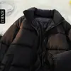 Jaqueta de Algodão Masculina Enbu de Inverno Cor Sólida Gola Alta Acolchoada Quente Tendência Moda Casaco Puffer Casual para Homens