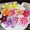 3 Cabezas de Flor de Lirio de Película, Flores Artificiales Altamente Realistas para Tocados de Boda, Fabricación de Coronas, Decoración de Arreglos Florales, Venta al por Mayor, Transfronterizo