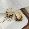 Pendientes Colgantes Cuadrados con Estampado de Leopardo Gota de Aceite Lujo Ligero Pendientes de Nicho de Gama Alta Versátiles Pendientes de Personalidad Temperamento Venta al por Mayor Mujeres