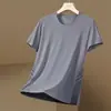 Camiseta de Manga Curta Gelo Seda Masculina Verão Fina Secagem Rápida Mesh Esportiva Fitness Top de Meia Manga Casual Elástica t Roupa de Verão