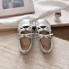Sapatos Pequenos de Couro com Laço Duplo para Meninas 2026 Outono Novo Estilo Coreano Bebê Sola Macia Mocassins Sapatinhos de Princesa para Crianças