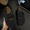 ¡Aumenta la altura! Zapatos Mary Jane cuadrados de lunares retro estilo coreano de corte bajo bailarinas zapatos de mujer franceses de principios de otoño
