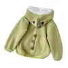 Nuevo abrigo de terciopelo para bebé y niños, abrigo cálido para hombre y mujer, cárdigan con forro polar, cierre de cremallera, estilo dinosaurio, abrigo lindo, moda