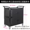 Carrito de comedor de tres capas de acero inoxidable 304 engrosado, carrito pequeño multifuncional, carrito de colección de platos comercial, carrito de entrega de alimentos con puerta
