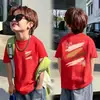 Camiseta stylish de manga corta para niños en verano para estudiantes, nuevo modelo 2026, top de algodón puro moderno y genial para niños mayores, camiseta de bebé