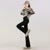 Jeans Flare Versátil de Cintura Alta Modelagem Slim Fit Pequeno Controle de Barriga Calça Bootcut Retro Stretch que Cobre o Quadril Calça Flare Feminina