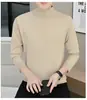 Suéter Cálido de Invierno para Hombre con Cuello Medio Alto, Estilo Nuevo, Tejido de Punto Engrosado con Felpa, Color Sólido, Moda, El Más Fácil de Combinar, Suéter para Hombre