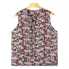 Novo Colete Floral para Mulheres de Meia-Idade e Idosas, para Mães e Avós, Jaqueta Acolchoada de Algodão Espesso Chinesa 2025, Colete Quente de Inverno Sem Mangas