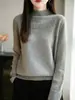 Tejido de Punto Jacquard con Pedrería Estilo Elegante Ligeramente Maduro para Mujer 2026 Nuevo Estilo Cuello Semi Alto Engrosado Cálido Base Suéter de Moda