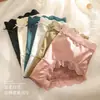 Calcinhas de Renda de Seda de Luxo para Mulheres, Cintura Média Respirável com Forro de Íons de Prata, Tanga Sexy Feminina