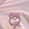 Novo ins amor rosa diamante doce legal zircão anel aberto nicho design sentido luz luxo diamante cheio alto sentido anel