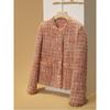 Chaqueta de Tweed de Lana Estilo Chanel en Rosa, Nueva Colección Primavera 2026 Moda Femenina de Alta Gama, Estilo Corto con Bordes Deshilachados