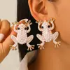 Pendientes de Rana Animales de Aleación con Pedrería Perla de Imitación Personalizados de Moda Transfronterizos para Mujer Pendientes Exquisitos de Moda para Mujer