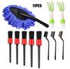 Juego de 11 cepillos para detalles de coche, con cepillo de fibra para detalles de coche, cepillo de alambre para polvo de coche.