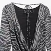 Ropa de mujer de comercio exterior transfronterizo europeo y americano ZA, vestido de malla de seda con estampado animal sexy de manga larga sin espalda, superventas de AliExpress