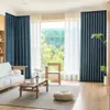 Cortinas de Lino Doble Cara, Producto Terminado, Tela Totalmente Opaca, Engrosadas, Estilo Minimalista Moderno, Aislamiento Acústico para Dormitorio, Cortinas para Proyectos de Hotel