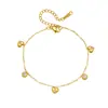 Pulsera de Cadena con Colgante de Amor Redondo Incrustado con Diamantes, Estilo Coreano Simple, Exquisito, Compacto, Joyería Chapada en Oro de Acero Inoxidable