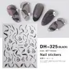 Pegatina de uñas estilo japonés nueva de fábrica, cinta de ballet, estrella, luna, mariposa de ensueño, llama, decoración de pegatina de uñas en blanco y negro