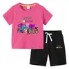 2023 Camiseta infantil verão novo comércio exterior roupas infantis em algodão coreano calças de manga curta infantil terno de duas peças