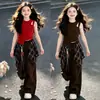 Conjunto de Verão para Meninas 2026 Nova Moda Infantil Colete Roupas de Verão Estilo Coreano Conjunto para Meninas Novo Toque de Alto Padrão