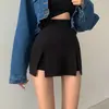 Saia-Short Meio Comprimento Feminina Estilo Maduro Cintura Alta Justa ao Corpo Fenda Saia Evasê Calças Super Curtas Femininas Outono Garota Picante Sexy Casual Hot Pants