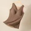 Colete térmico escovado de outono e inverno com cuidado de caxemira e seda, veludo quente com retenção de calor escovado com bojo no peito, sutiã base feminino