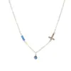 Joyería transfronteriza europea y americana, nuevo colgante de ojo de moda, cadena de clavícula cruzada, collar de turquesa simple para mujeres europeas y americanas