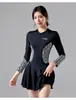 Comércio Exterior Transfronteiriço Roupa de Banho para Meninas Gordas Feminina Protetor Solar Manga Longa Comprimento do Corpo Saia Secagem Rápida Emagrecimento plus size Roupa de Surfe e Mergulho