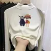 Camiseta Base Grossa para Meninas Outono e Inverno 2025 Nova Infantil Térmica Manga Longa Gola Meio Alta Branca Ins
