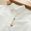 Estilo Artístico Fresco Han Fan Bordado de Desenho Animado Solto Lã Algodão Ombro Camisa Branca Feminina Manga Longa Camisa Base Moderna