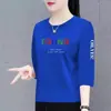 Comércio Eletrônico Transfronteiriço Comércio Exterior Camiseta de Sete Mangas Feminina Mãe de Meia-Idade Elegante Redutora de Idade Top Solto Emagrecedor