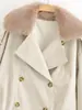 Comercio Exterior Transfronterizo Spot 2025 Estilo Europeo y Americano para Mujer Otoño e Invierno Nueva Moda Color Claro Chaqueta Corta Desmontable con Cuello de Piel
