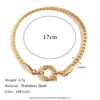Pulsera Europea y Americana Ins Simple de Nicho Versátil Cadena de Hoja Acero Inoxidable Chapado en Oro de 18K Hebilla de Pin Pulsera de Cadena