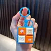 Llavero de Teclado de Sonido de Cuatro Rejillas Juguete para Aliviar el Estrés Pez de Madera Electrónico Colgante para Bolso Regalo Pequeño