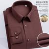 Camisa Quente Espessa com Forro 100% Lã de Ovelha Outono e Inverno Forrada com Lã Masculina para Negócios Formal Casual para Homens de Meia-Idade e Idosos