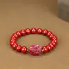 Pulseira Popular Douyin de Cinábrio Natural Atacado Feita à Mão com Contas de Areia Dourada Roxa de Alto Teor Pulseira dos Oito Patrocinadores