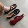 Zapatos Retro de Punta Redonda de Cuero Suave sin Cordones con Aumento Oculto de Altura, Zapatos Casuales Negros de Cuero con Tira Cruzada para Mujer, Versátiles y Cómodos