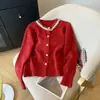 Estilo Coreano Otoño e Invierno Nuevo Suéter Pesado con Incrustaciones de Diamantes para Mujer Cardigan de Punto Estilo Chanel Chaqueta Holgada Versátil Elegante