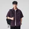 2026 Novo Modelo Camisa Masculina Suave e Amiga da Pele, Estilo Americano Versátil Textura Natural, Bolso no Peito com Logo, Jaqueta de Manga Curta