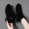 Nuevas Botas de Piel Suave para Mujer Otoño e Invierno 2026, Botas de Moda de Ante con Tacón Bajo Cuadrado, Zapatos para Mujer Adelgazantes, Modernos y Versátiles