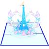 Impresión a Color Torre Eiffel y Mariposa Tarjeta de Felicitación 3D Regalo Personalizado Regalo de Cumpleaños Tarjeta con Mensaje de Bendición