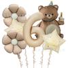 Set de globos de película de aluminio de 40 pulgadas color caramelo, blanco leche, azul talco para bebé, digital, mate, oso mágico, pastel, flor de margarita