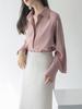 MZONXO Camisa de Manga Larga con Textura de Ácido Acético para Mujer Otoño 2022 Nuevo Diseño Puño Perfil Camisa Elegante